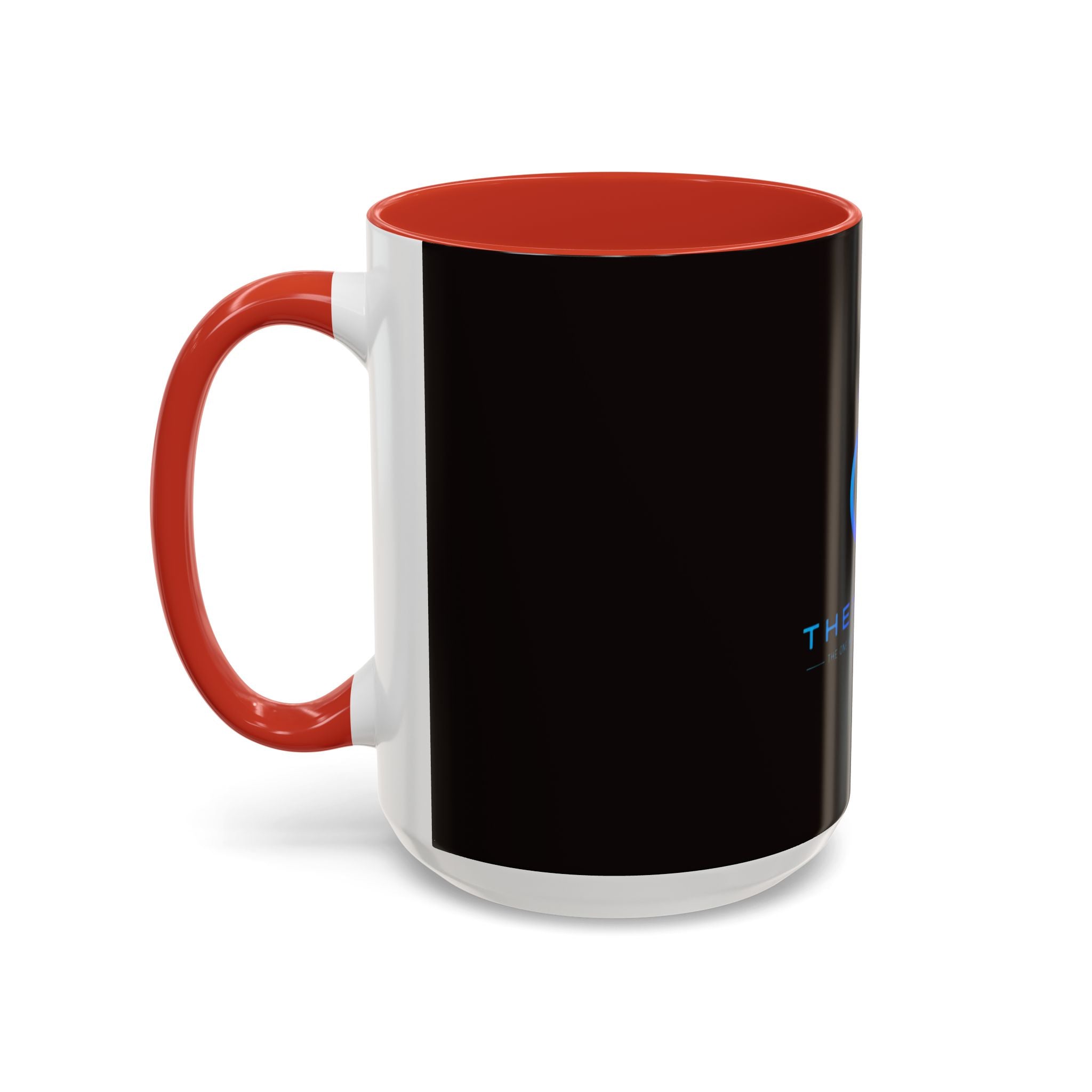 The Ijevon Neon Logo Accent Coffee Mug — Pink & Teal Retro Power Button Design